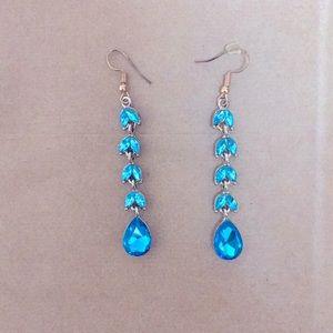 Sapphire Blue Gemstone Shepherd Hook 5-Tier earrings.